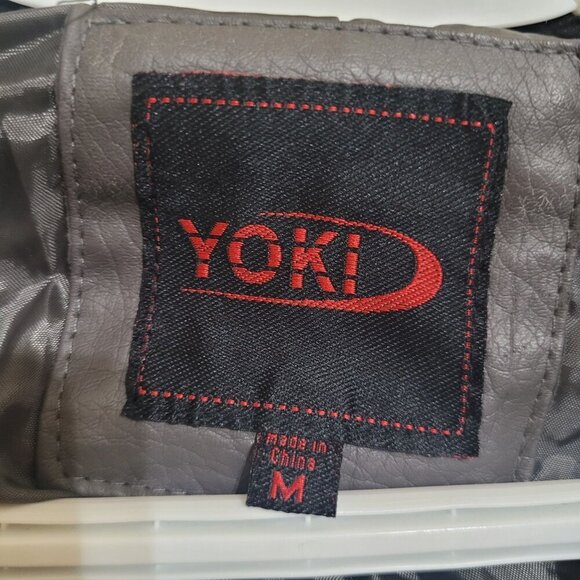 Yoki Womens Faux Leather Moto Jacket With Hoodie - Picture 5 of 9